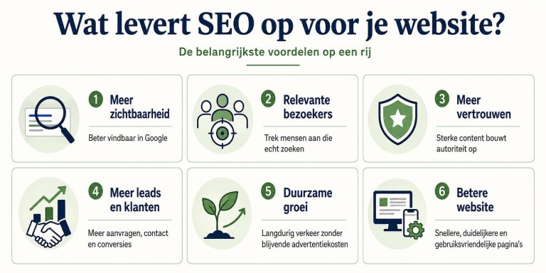 Wat levert SEO op - infographic over voordelen van zoekmachineoptimalisatie voor websites